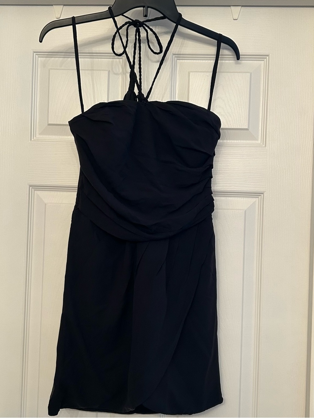 LeyenDecker Black 100% Silk Halter Mini Dress Size 2